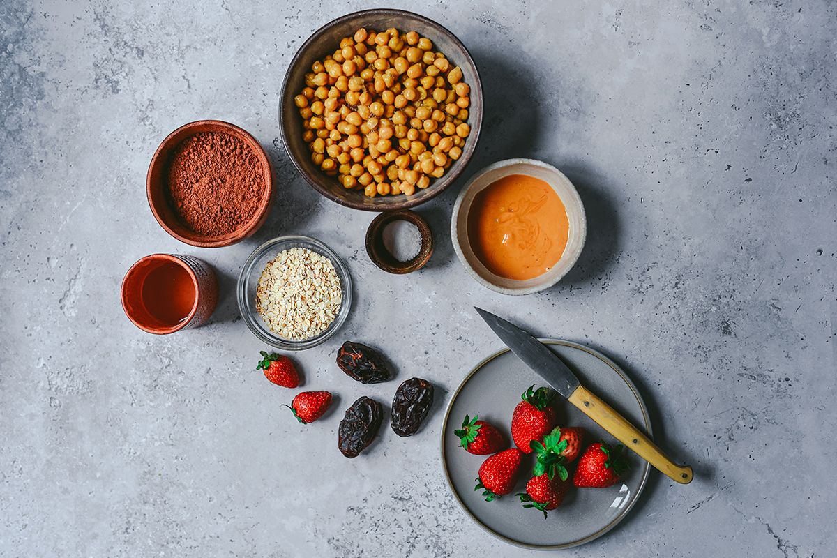 ingredientes para el brownie de garbanzos